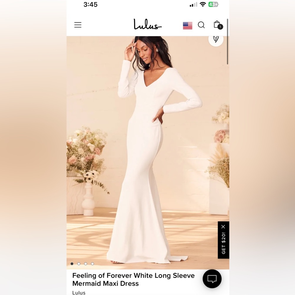 Lulus Feeling of Forever white long sleeve maxi dress. Size XS.